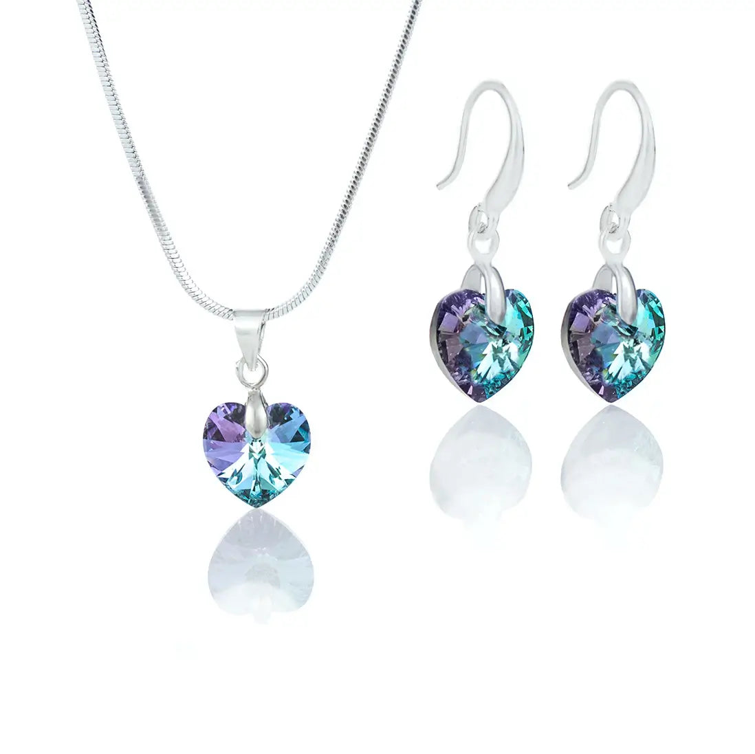 Кристален сет Сърца с австрийски кристали колие с обици 3  размера