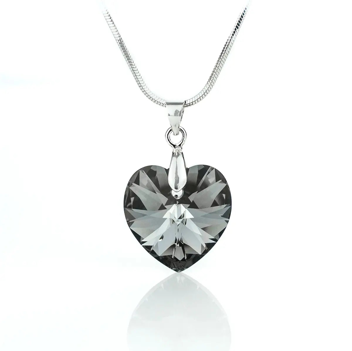 Кристално колие сърце 18мм с кристал Сваровски в графитен цвят