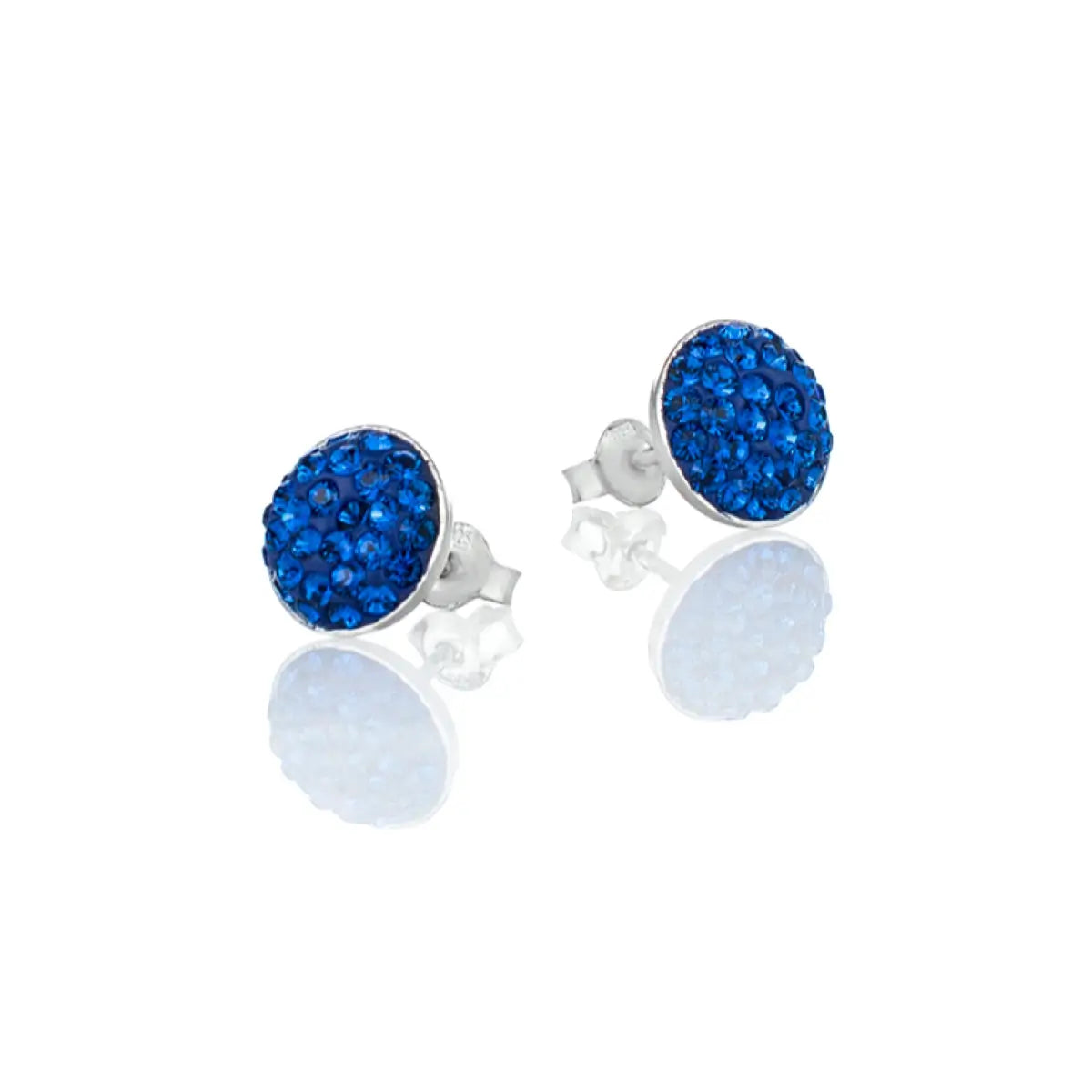 Кръгли сребърни обеци с инкрустирани австрийски кристали