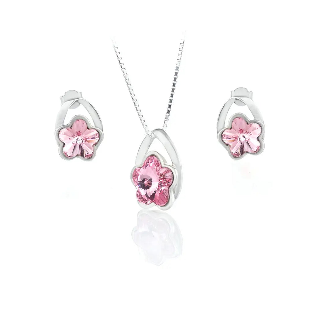 Сребърен сет Blossom Flower с австрийски кристали