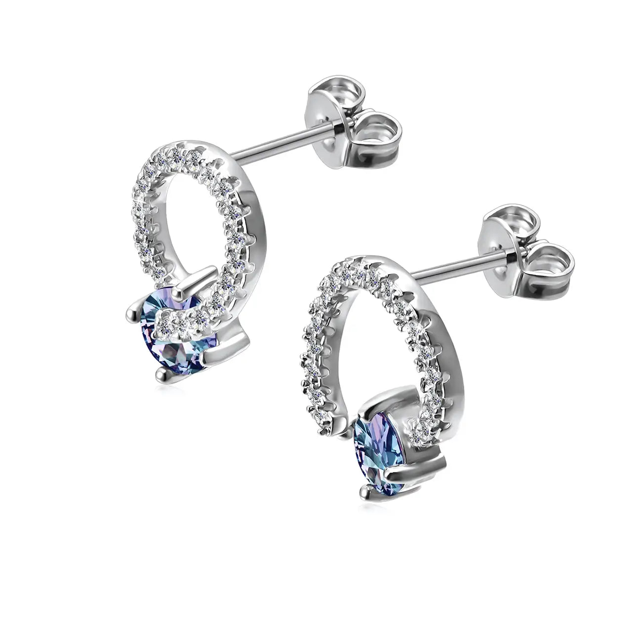 Луксозни сребърни обеци с лабораторен Александрит