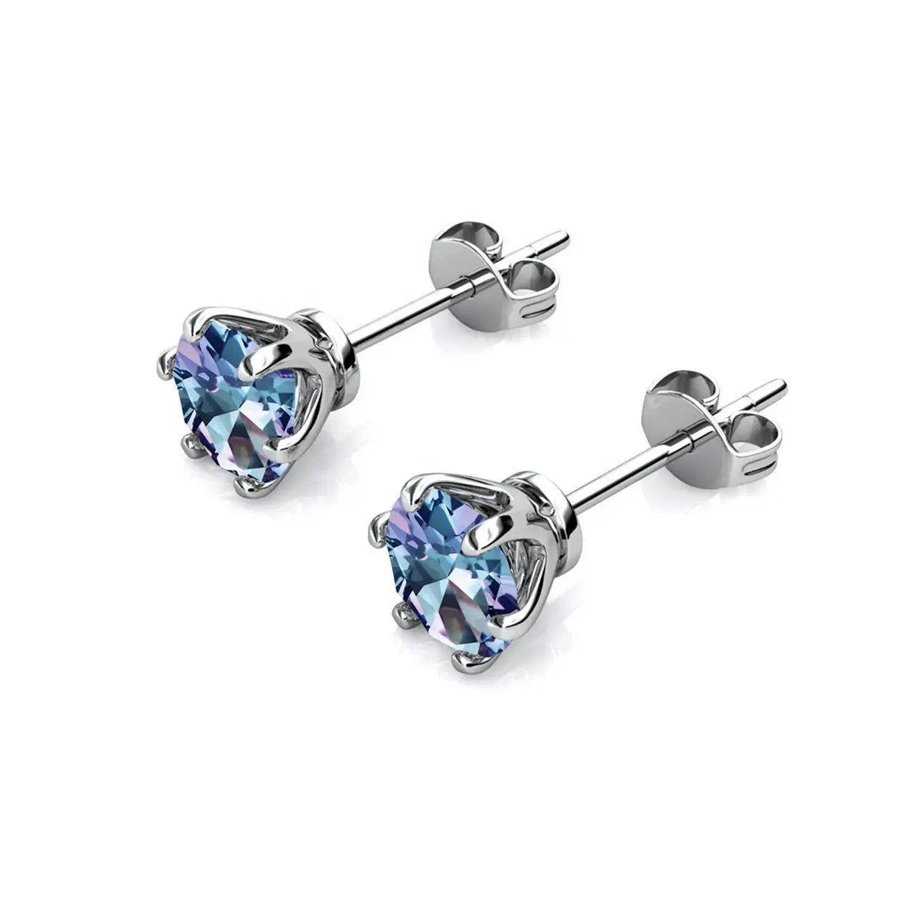 Малки сребърни обеци с лабораторен Александрит