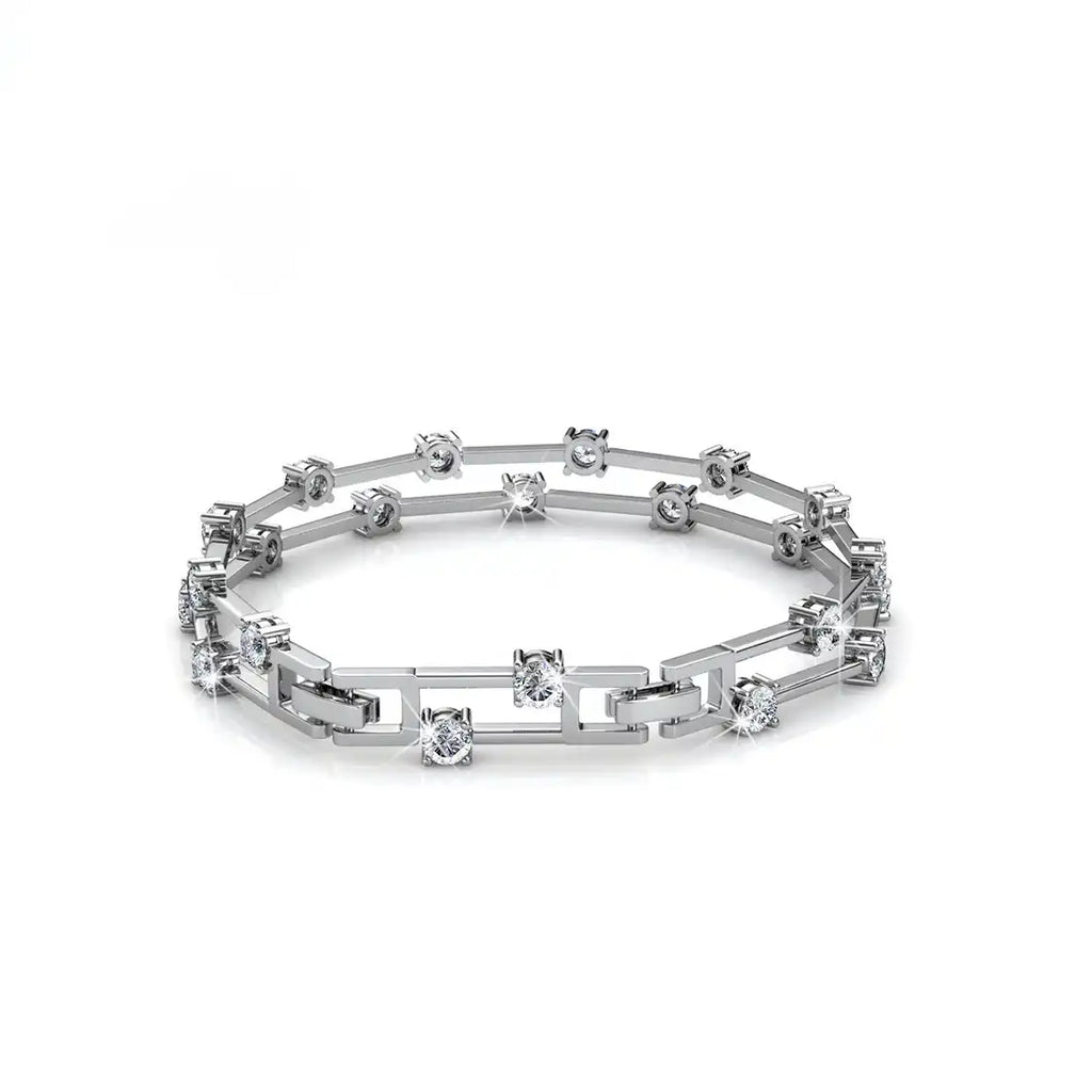 Дамска гривна с кристали Tennis Style 18K покритие Бяло злато