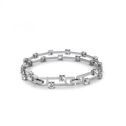 Дамска гривна с кристали Tennis Style 18K покритие Бяло злато