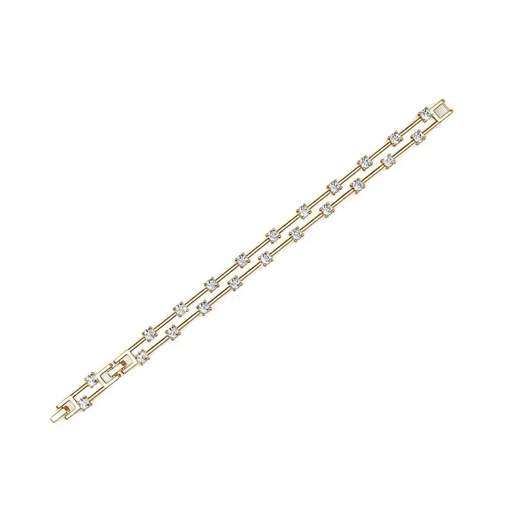 Дамска гривна с кристали Tennis Style 18K покритие Бяло злато