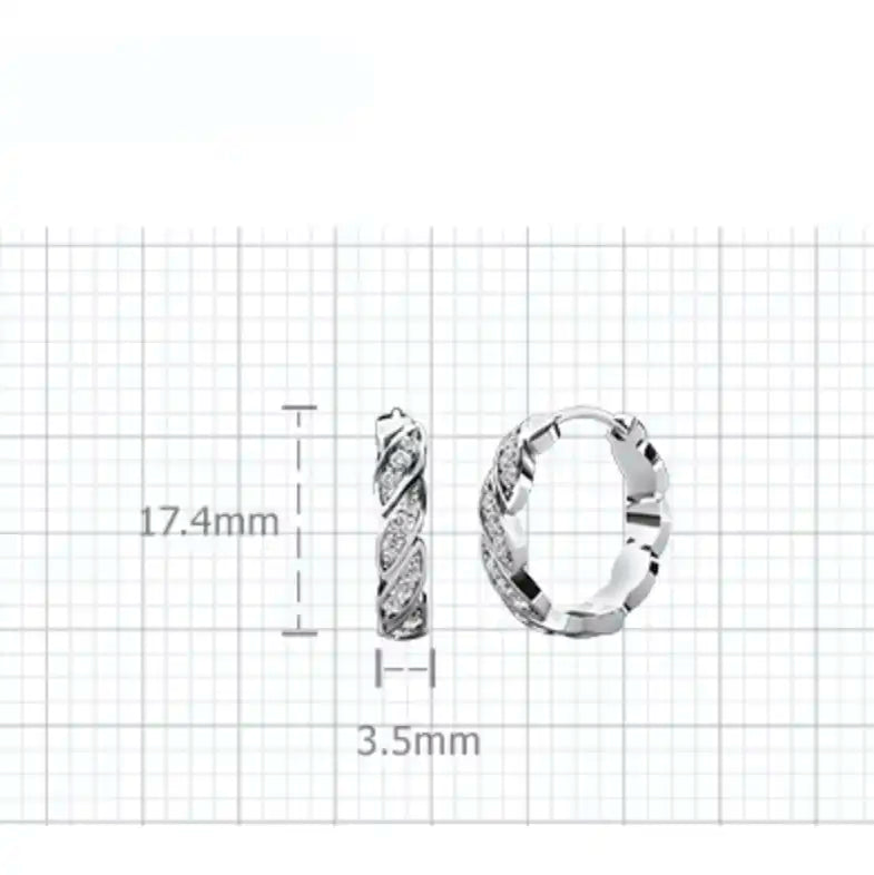Модерни обеци Twisted Hoops с кристали 18К покритие Бяло злато