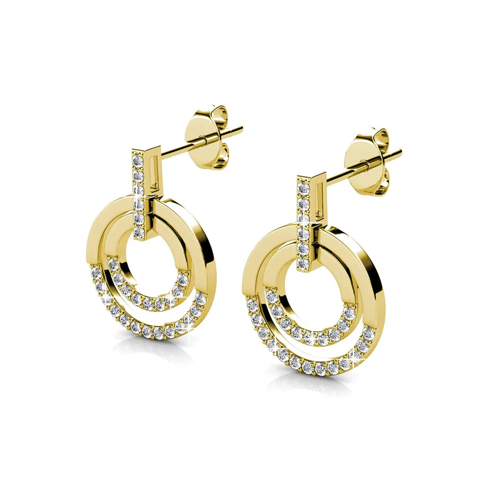 Модерни позлатени обеци с австрийски кристали