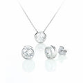 Нежен сребърен сет колие с обеци на винт с циркони Сваровски