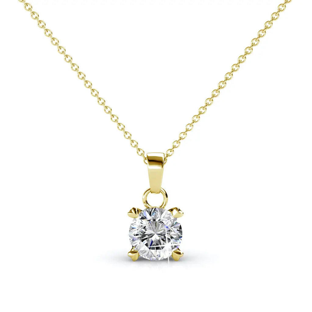 Нежно малко колие от сребро 925 с позлата и кристали Сваровски