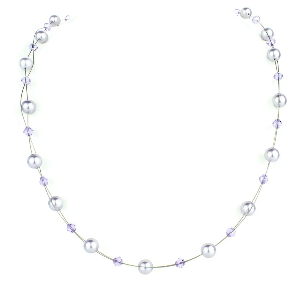 Нежно колие с малки перли и кристали