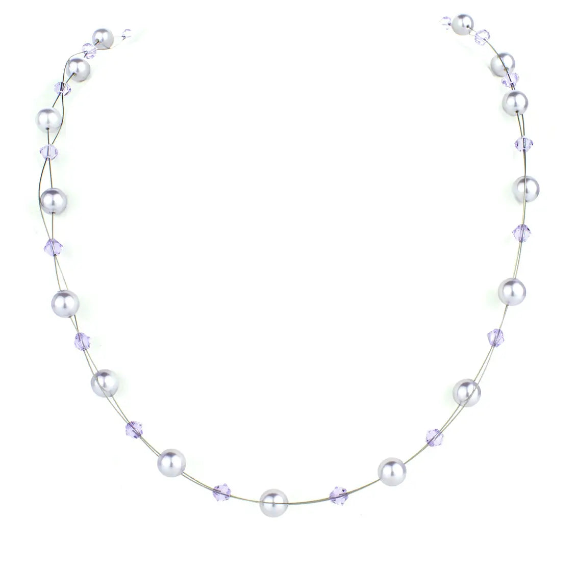 Нежно колие с малки перли и кристали