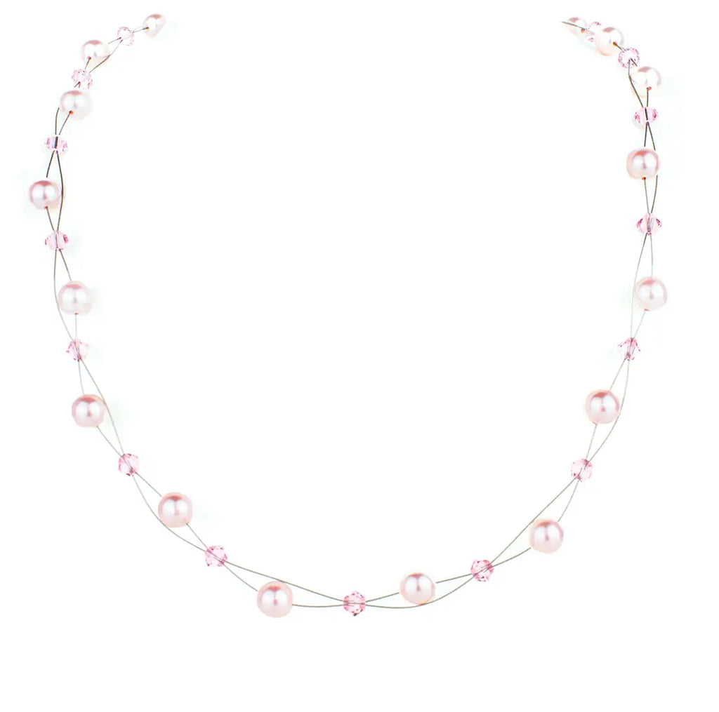 Нежно колие с малки перли и кристали