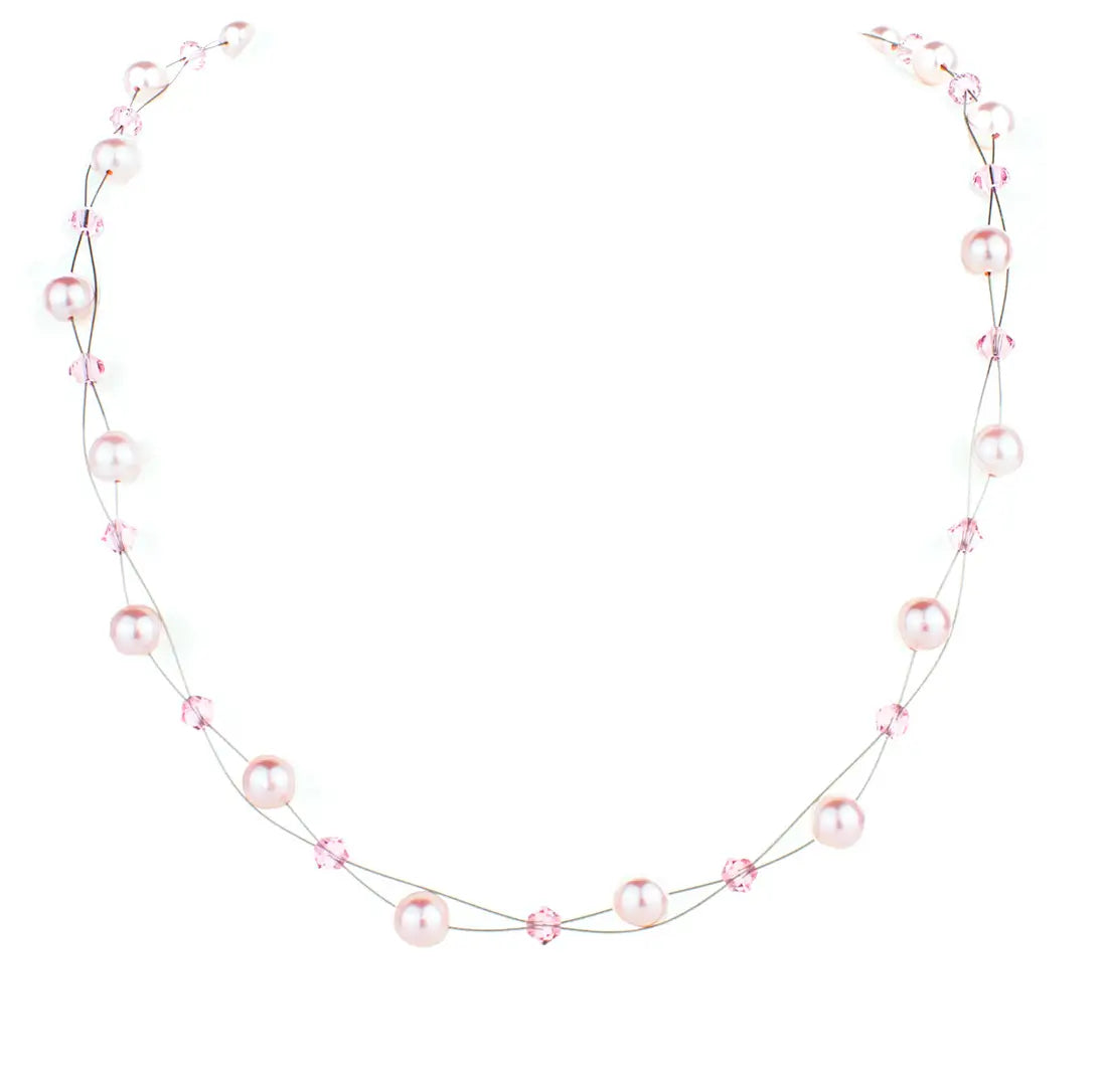 Нежно колие с малки перли и кристали