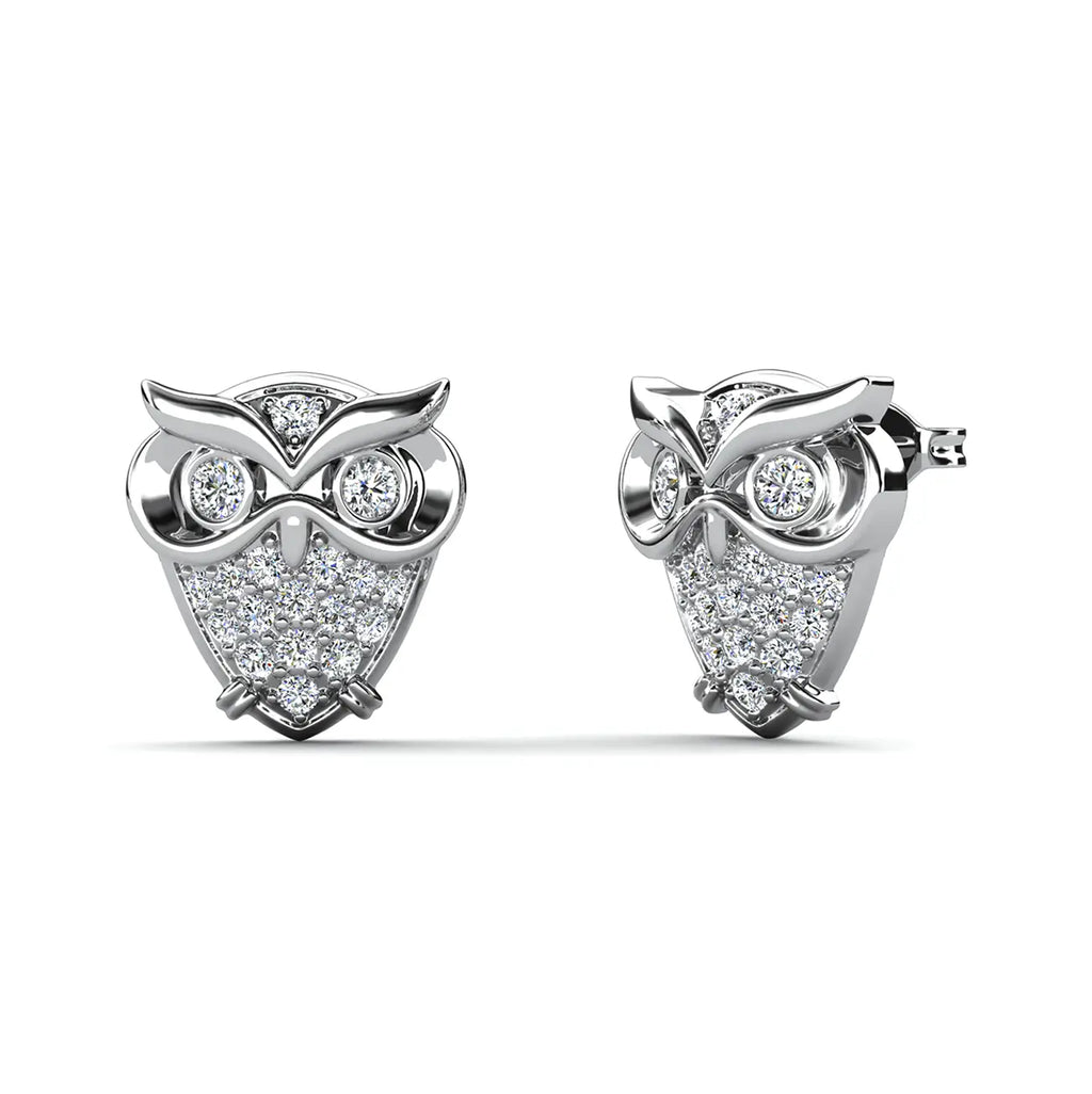 Обеци Бухалчета с кристали и 18K златно покритие Артистичен модел