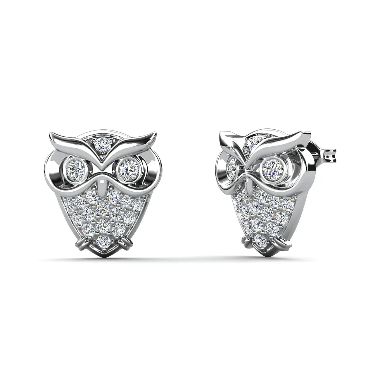 Обеци Бухалчета с кристали и 18K златно покритие Артистичен модел