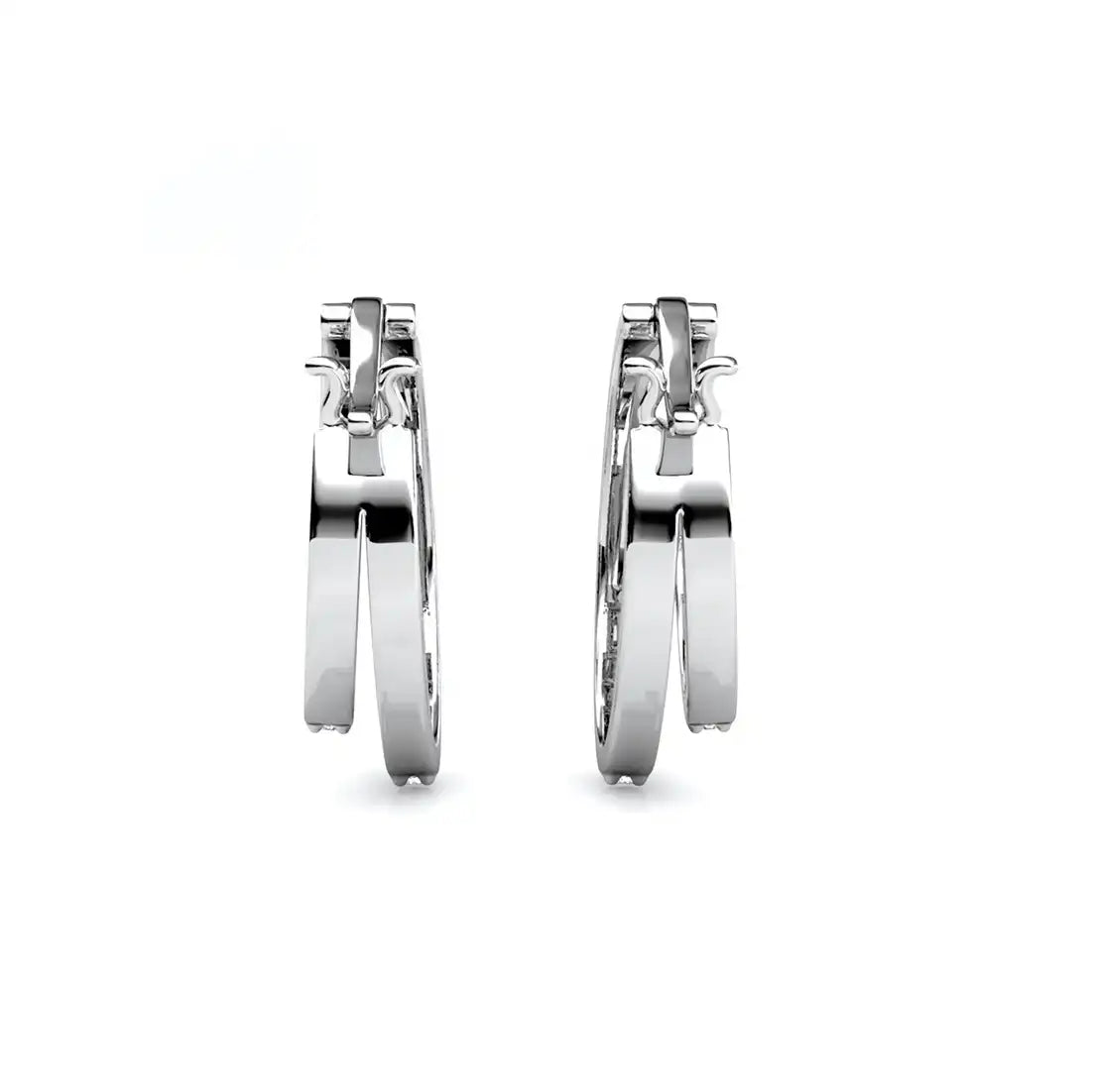 Обеци халки Double Hoops с кристали 18К златно покритие