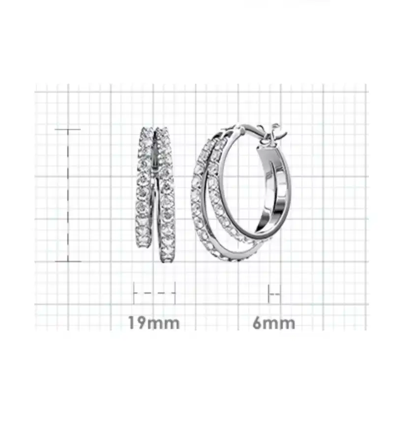Обеци халки Double Hoops с кристали 18К златно покритие