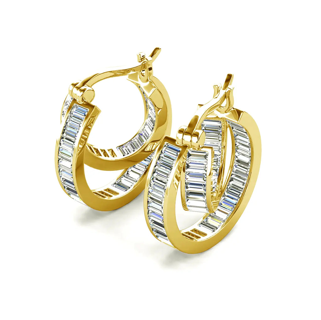 Обеци халки с бляскави кристали 18К покритие бяло злато Луксозна визия