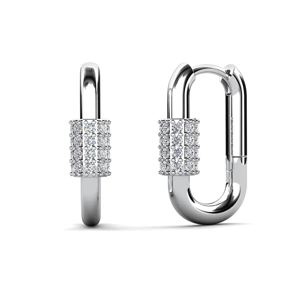 Обеци халки с кристали и 18K златно покритие  Модерен дизайн