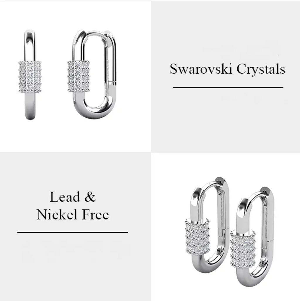 Обеци халки с кристали и 18K златно покритие  Модерен дизайн