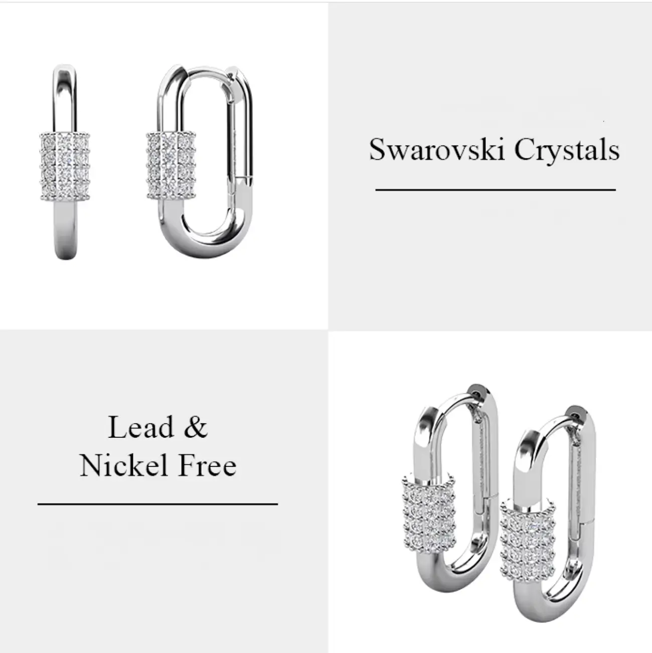 Обеци халки с кристали и 18K златно покритие  Модерен дизайн