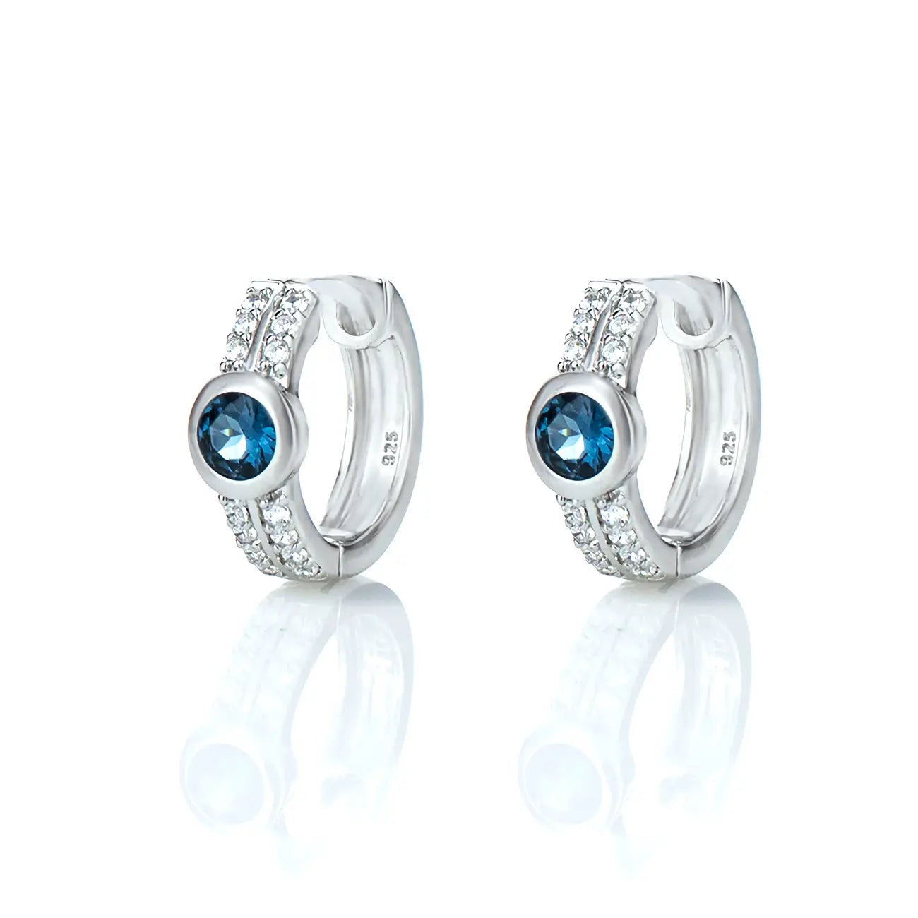 Сребърни обеци халки с Нано Лондон топаз