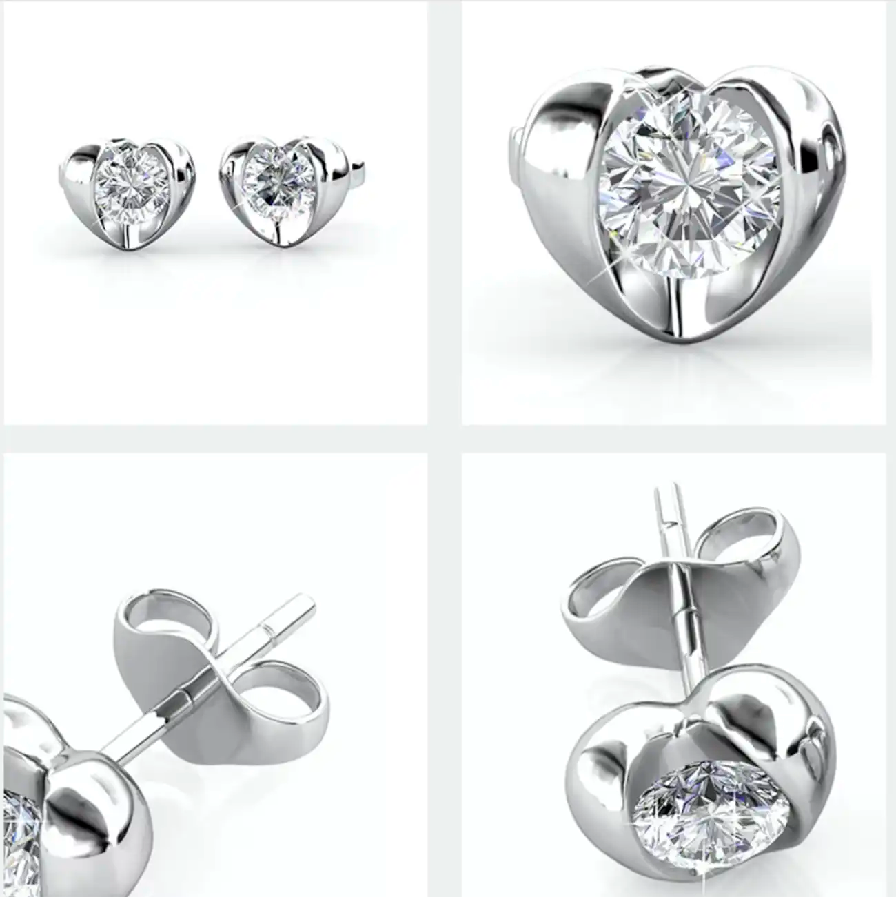 Oбеци Heart Shine в розово злато с кристален блясък Минималистичен дизайн