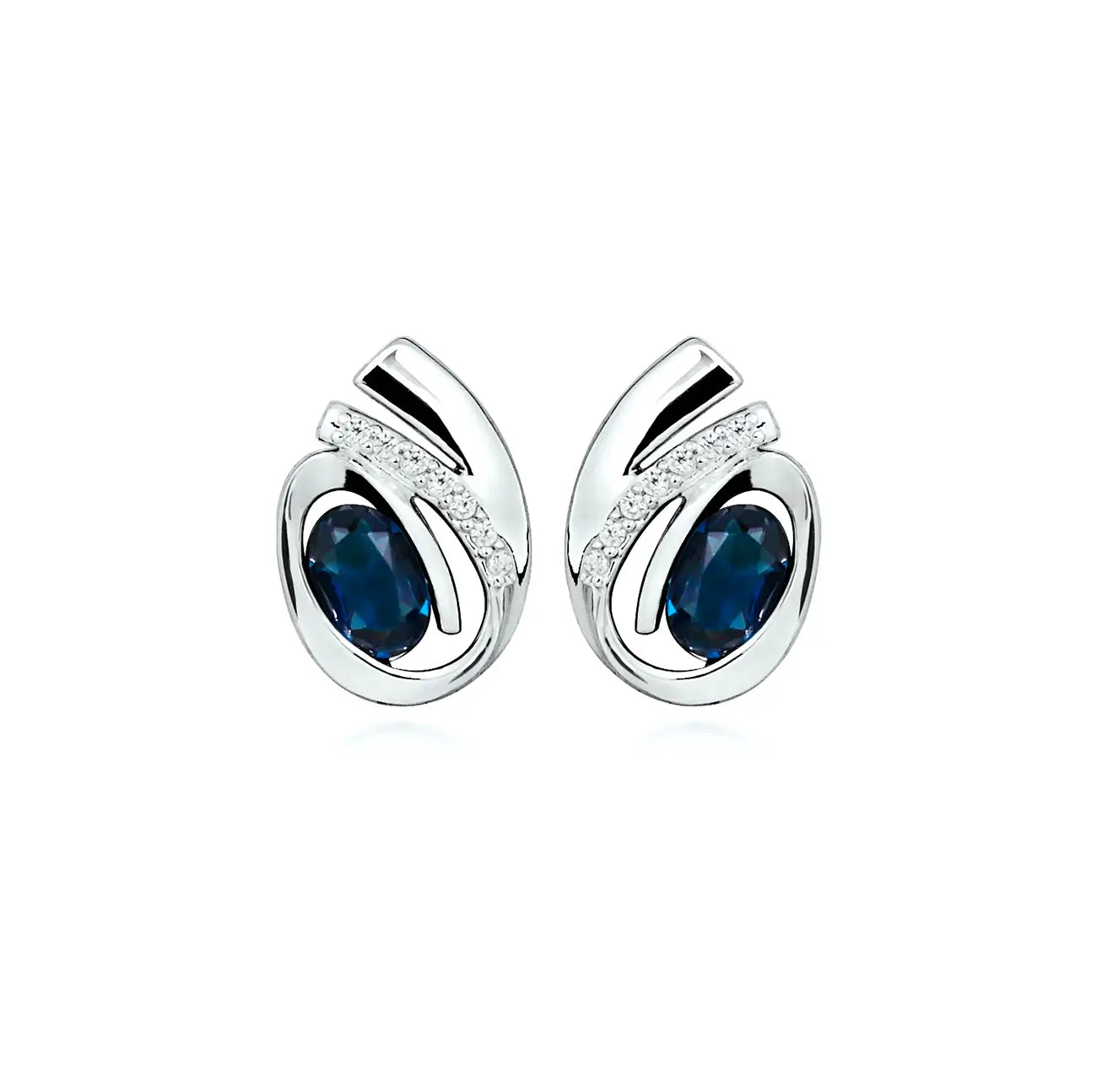 Обеи на винт от Сребро 925 с нано лондон топаз с елегантна форма.