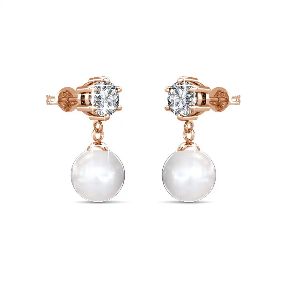 Обеци Pearl Drop с перли и сияен акцент