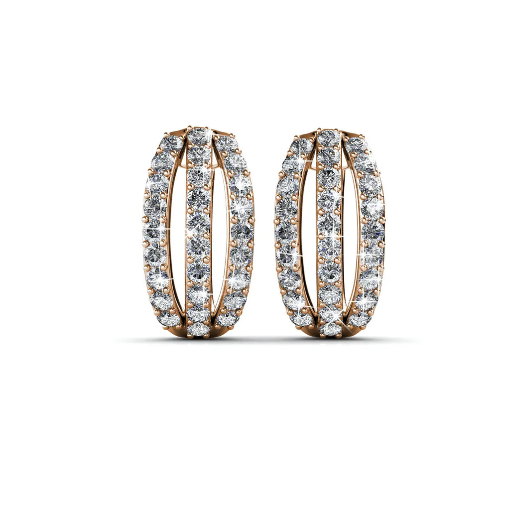 Обеци с австрийски кристали Еvereday Wear Glam 18K покритие Розово Злато