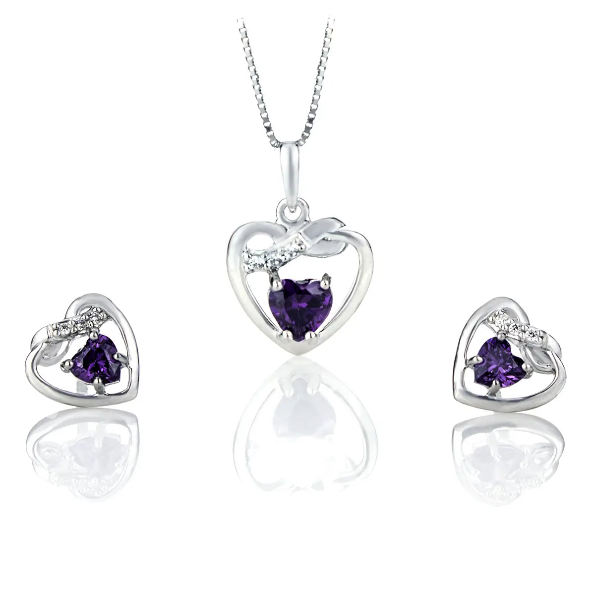 Обеци със синтетичен Александрит Heart Glow Сребро 925