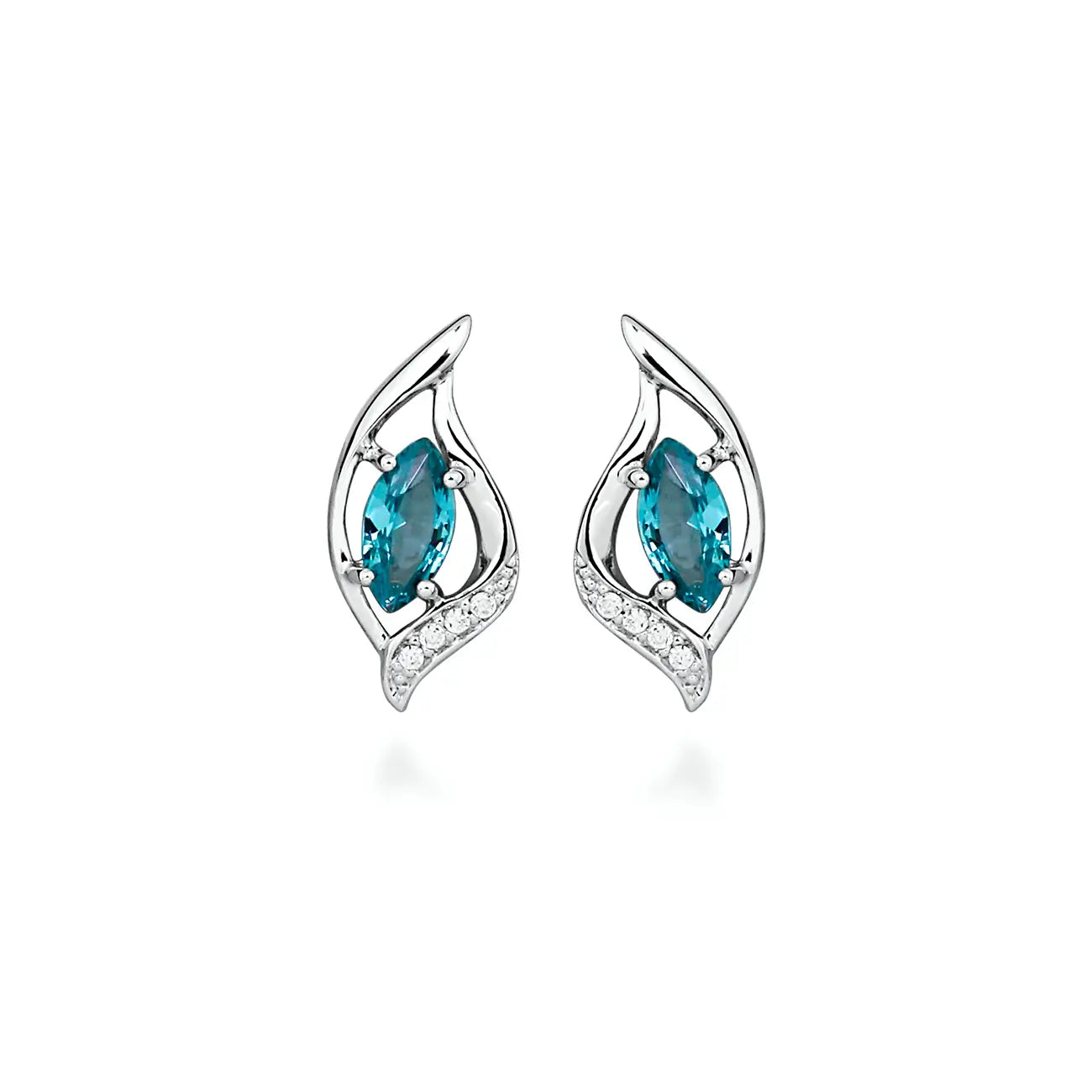 Обеци със синтетичен Сапфир Midnight Marquise Elegance Сребро 925