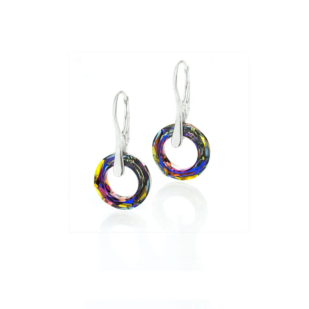 Обици на панта Rings с кристали Сваровски, цвят Vitrail medium