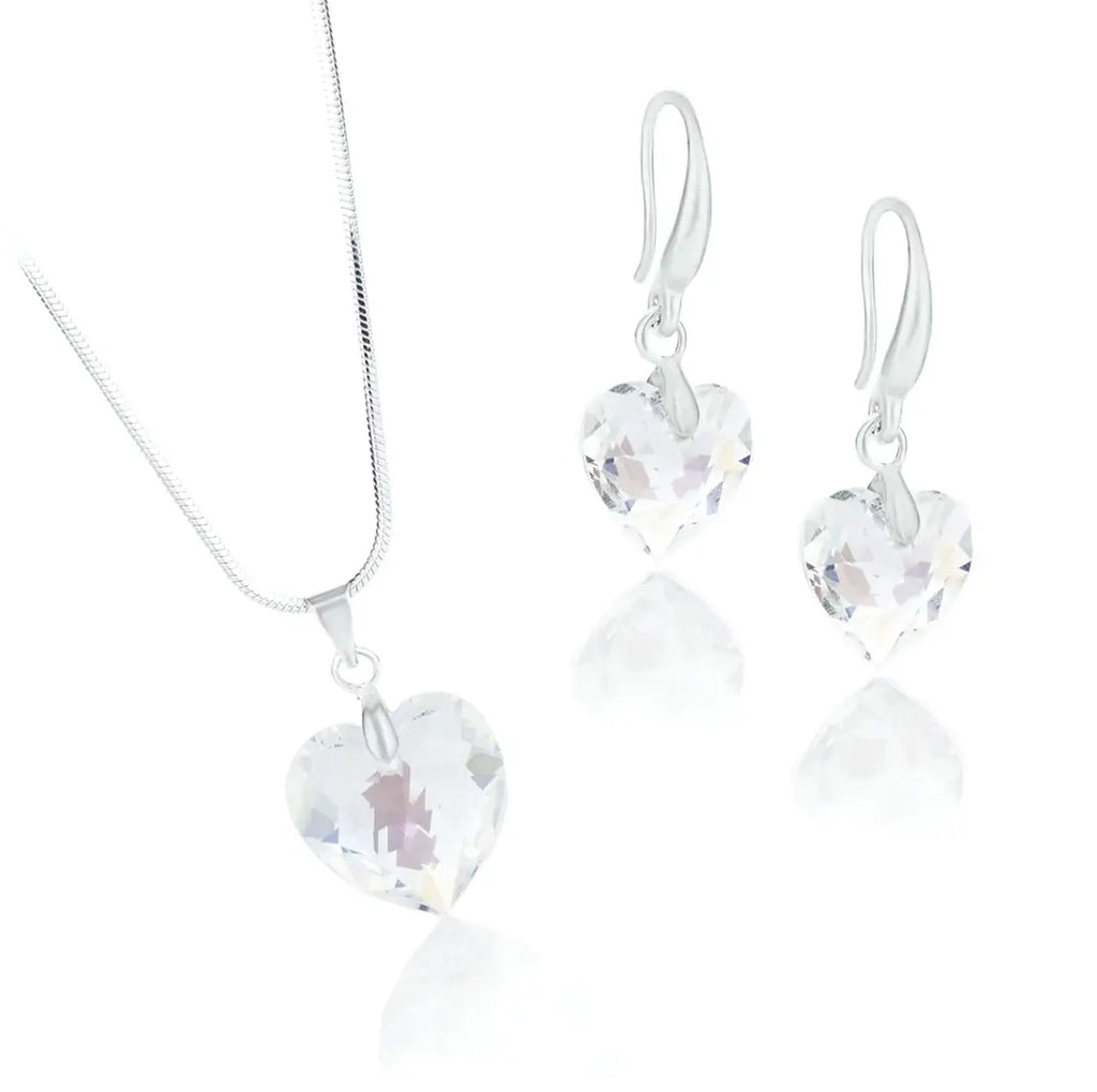 Колие с обици Crystal Heart Set- Преливащ блясък с премиум австрийски кристали