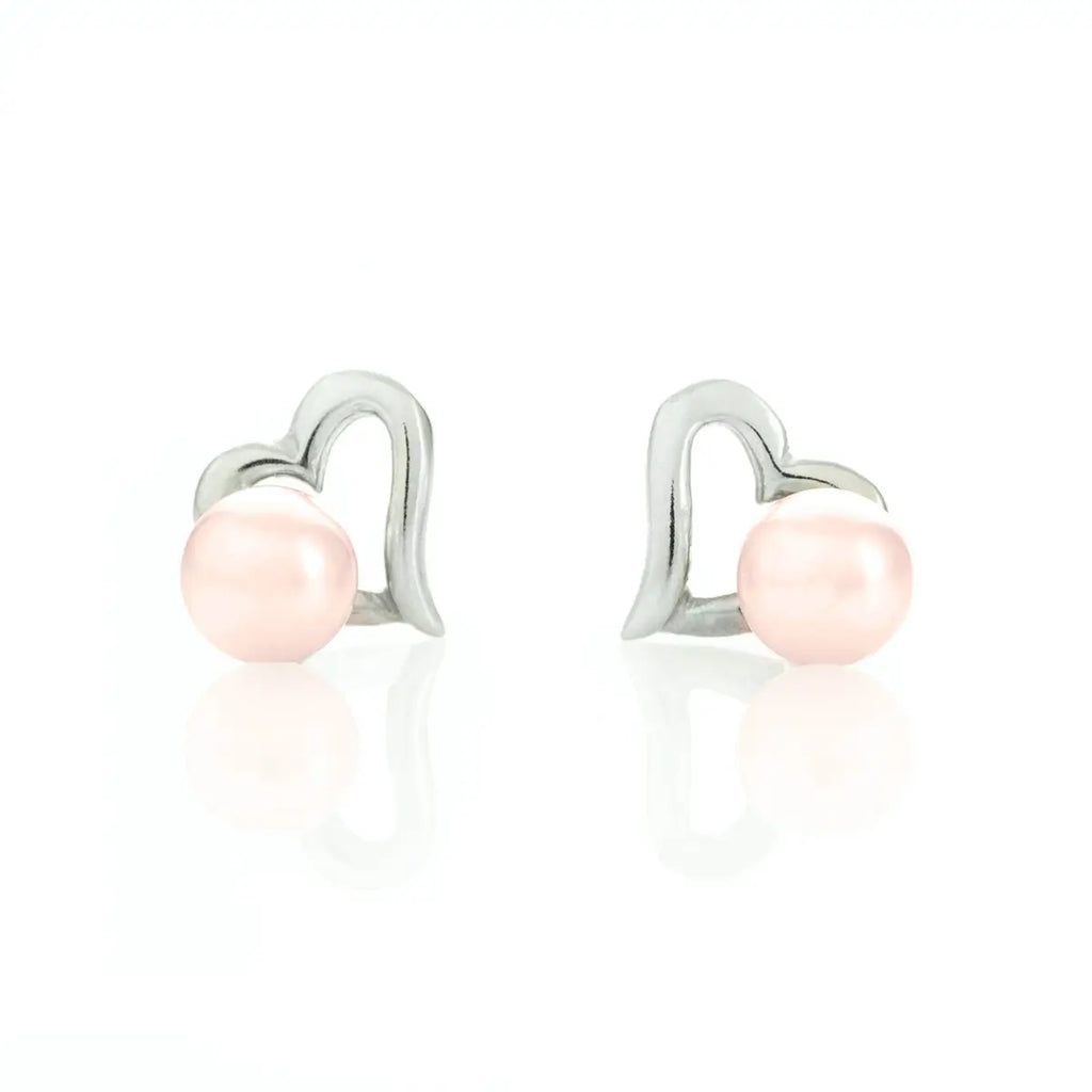 Перлени обеци с форма на сърце Сребро 925