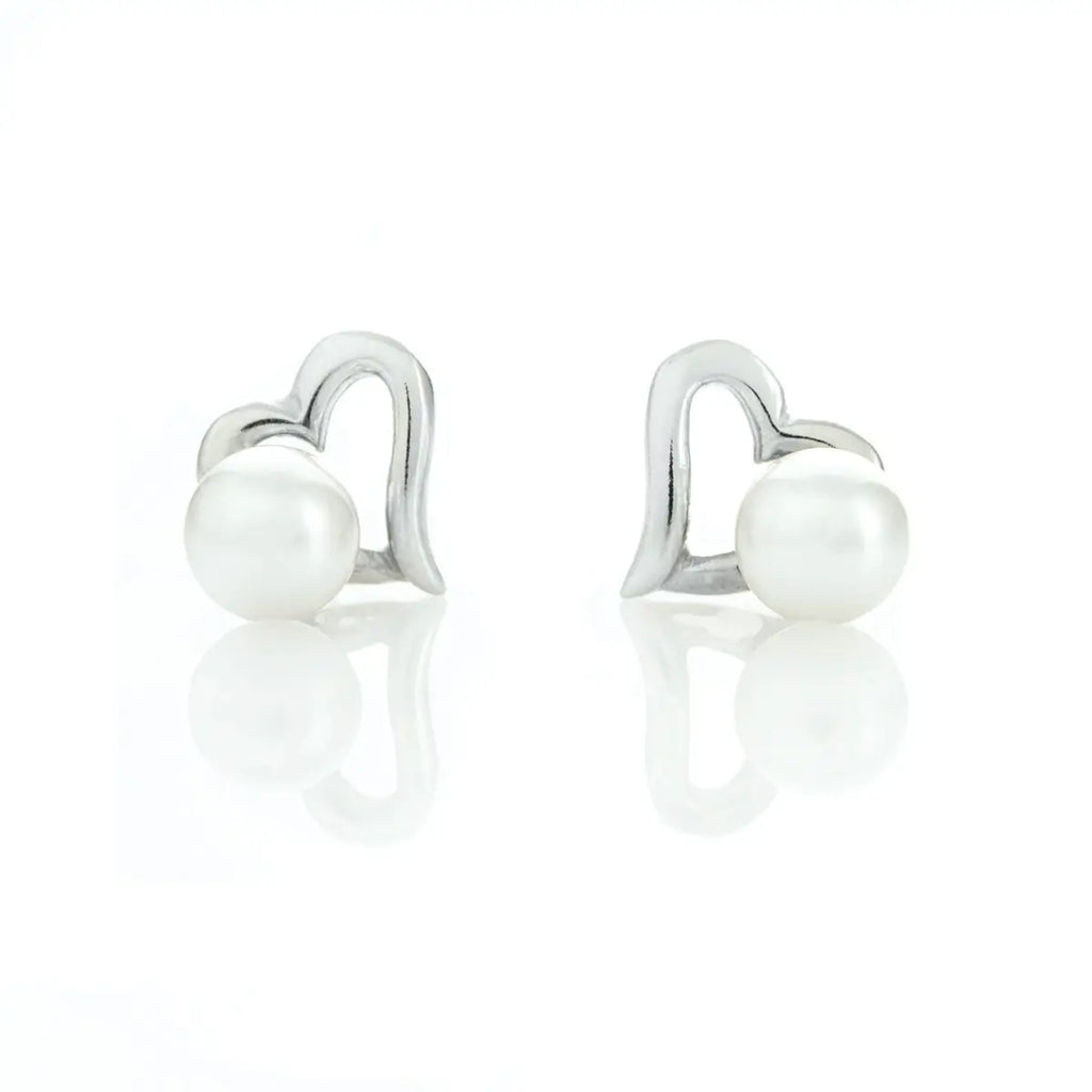 Перлени обеци с форма на сърце Сребро 925