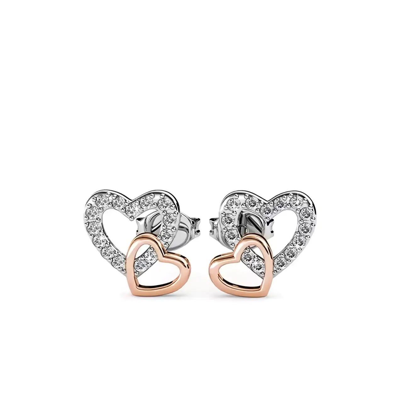 Романтичен комплект Two Hearts Shine Колие и обеци с кристали