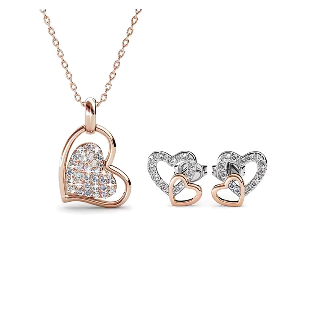 Колие с обеци Twho hearts Shine с кристали Сваровски