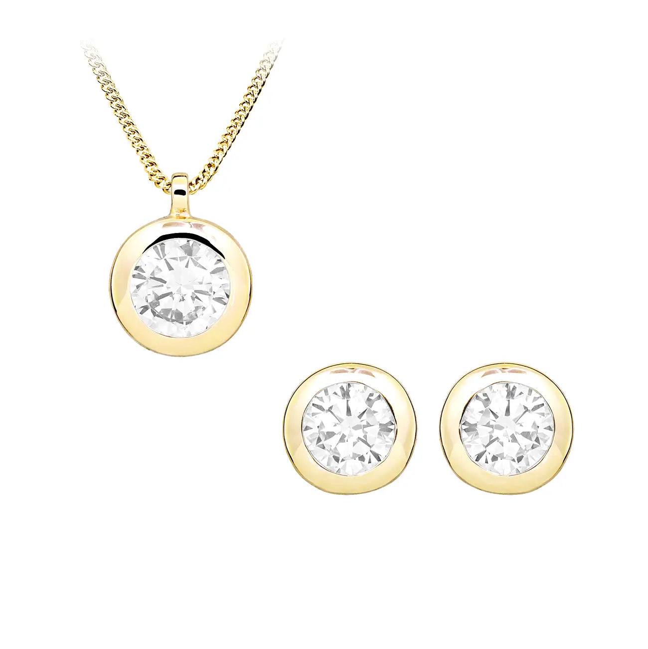 Позлатено сребърно колие с циркони Класически модел