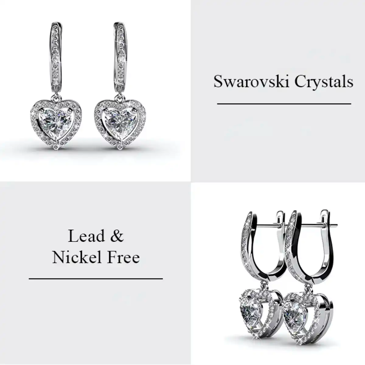 Висящи обеци Сърца Romantic Sparkle с австрийски кристали