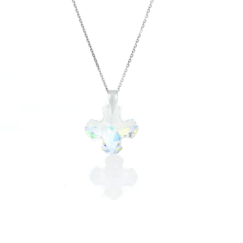 Сребърно колие кристално кръстче