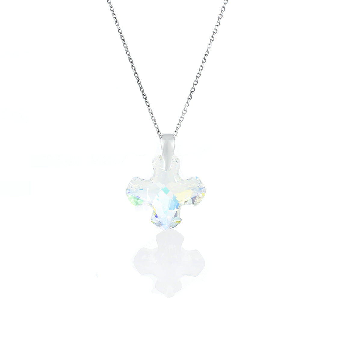 Сребърно колие кристално кръстче