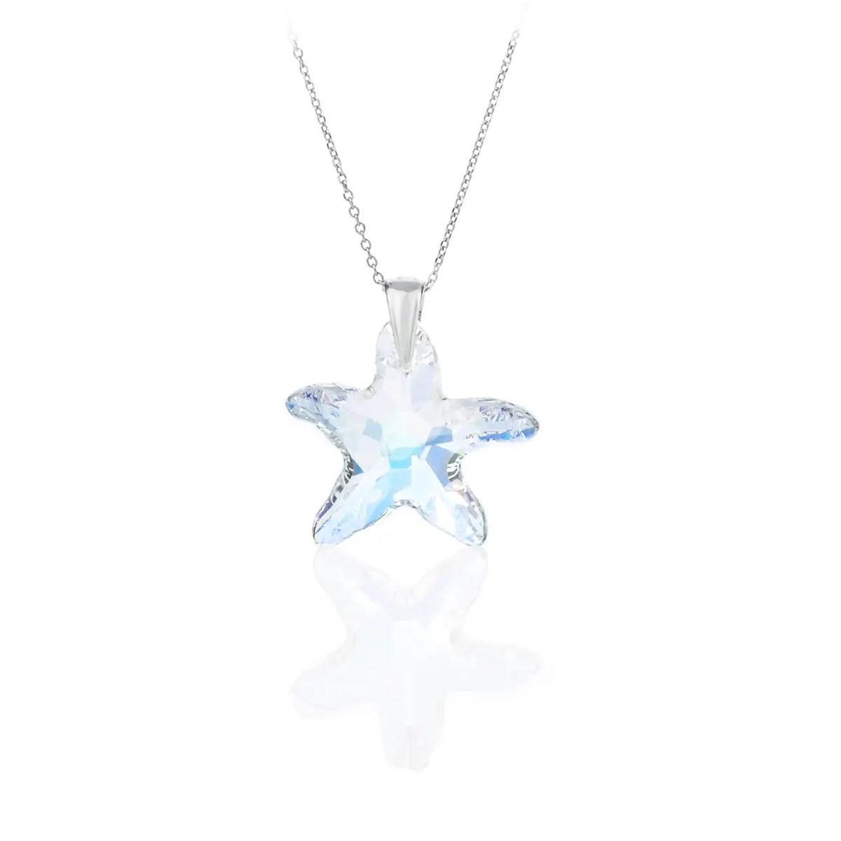 Сребърно кристално колие Морска звезда в преливащи цветове
