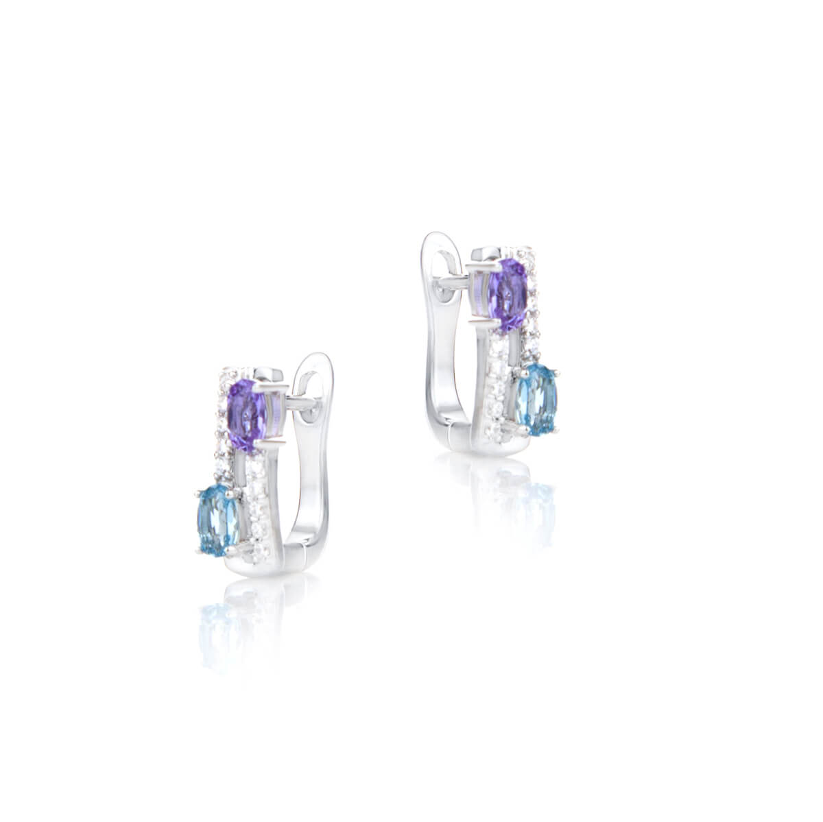 Сребърни обеци с Нано Аметист и Син Топаз Луксозен блясък в цветове