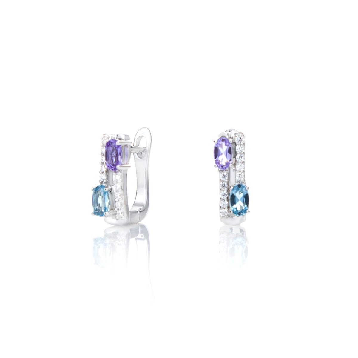 Сребърни обеци с Нано Аметист и Син Топаз Луксозен блясък в цветове