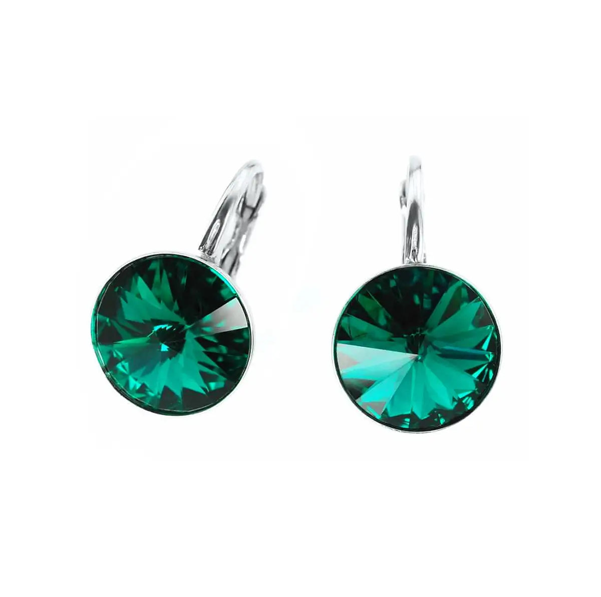 Сребърни обеци  на панта с кристали Риволи