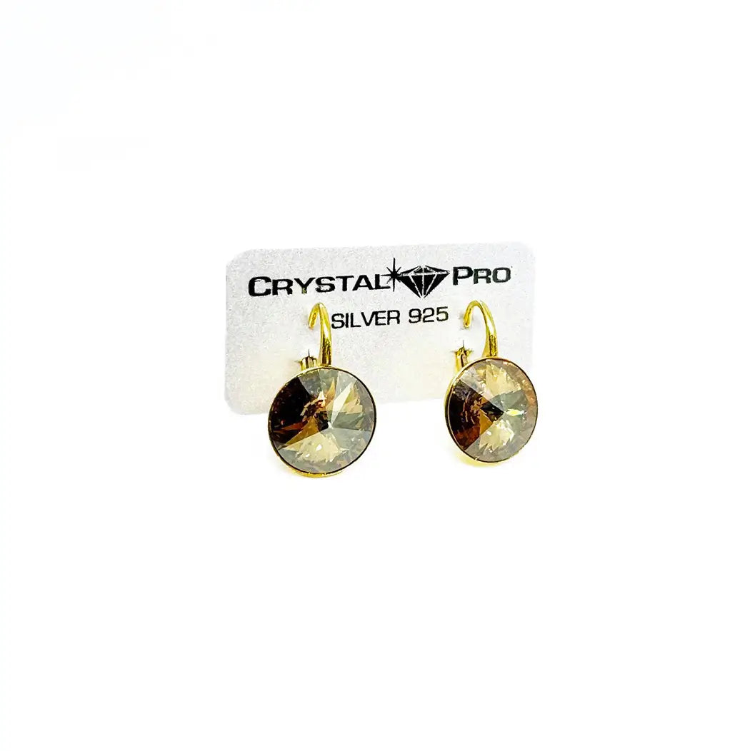 Сребърни обеци  на панта с кристали Риволи