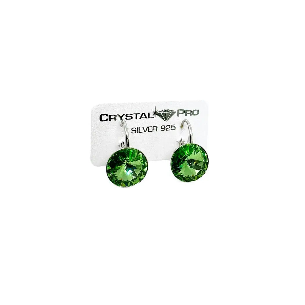 Сребърни обеци  на панта с кристали Риволи