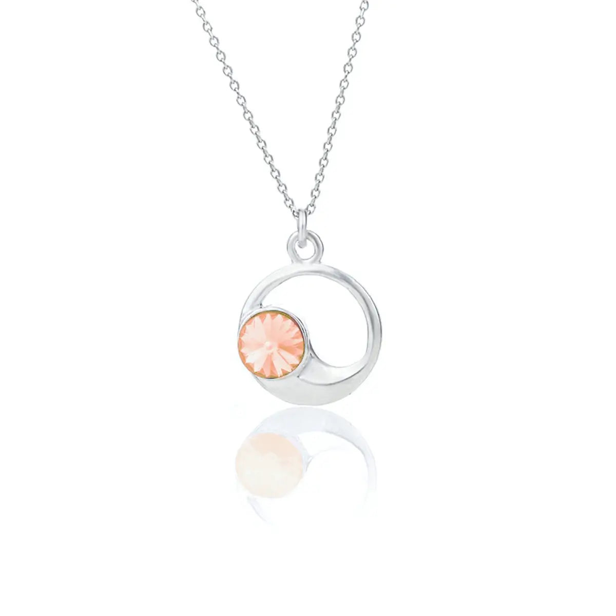 Сребърно колие с кръгла форма и австрийски кристали