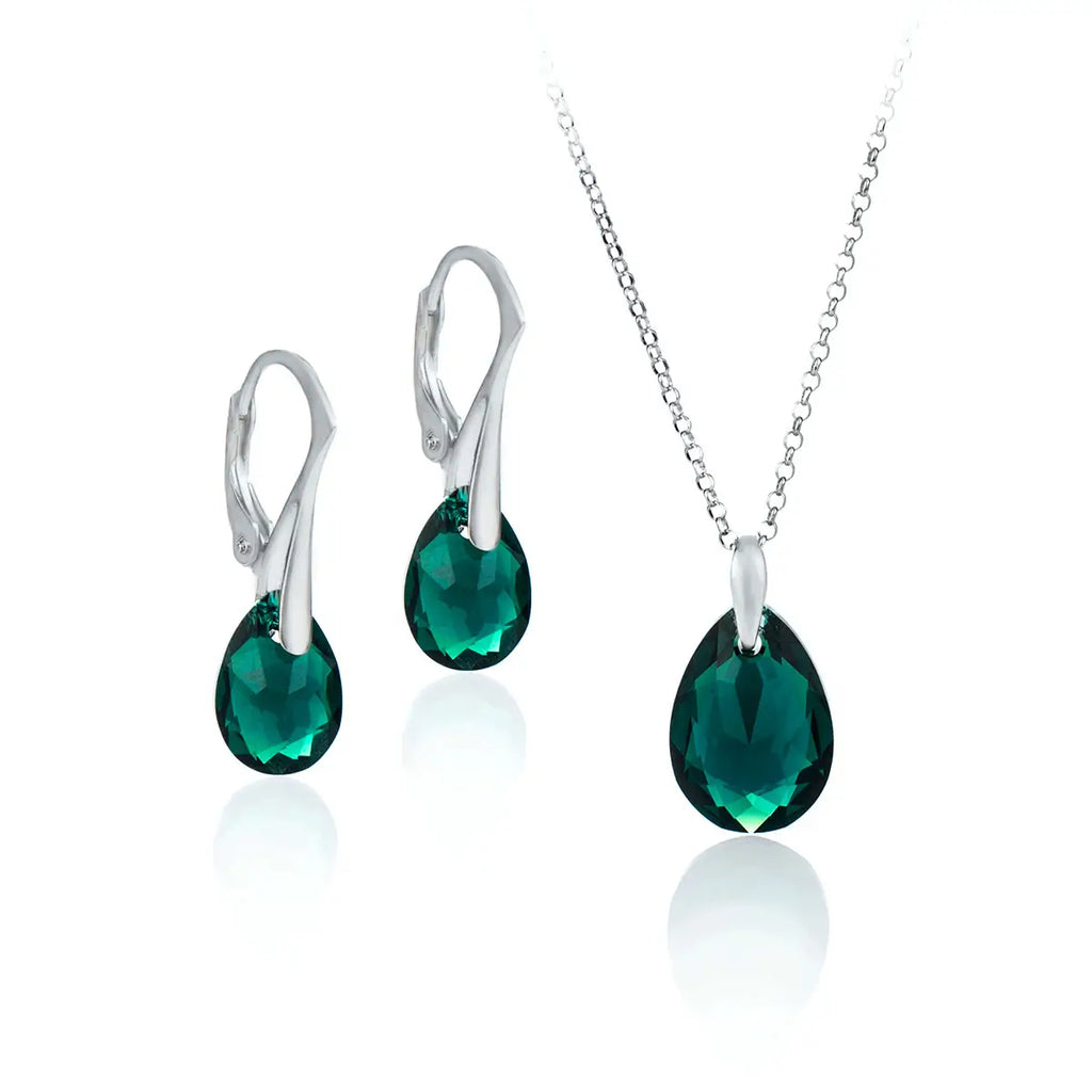 Сребърен комплект Elegance Drop с австрийски кристали